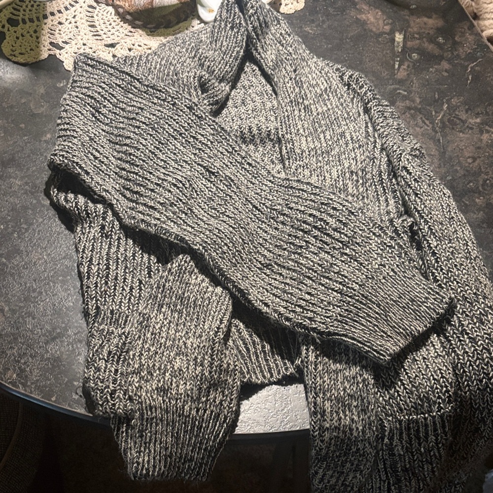 Gray Knit Cardigan Sweater